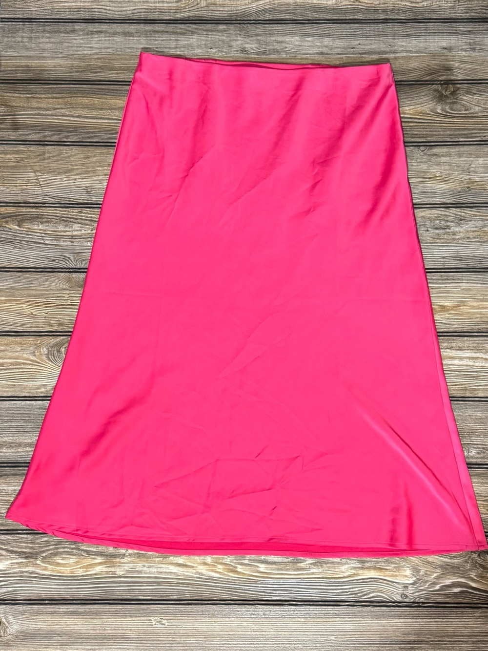 Bright Pink Satin A-Line Skirt